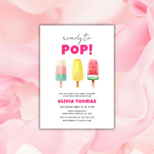Invitation Été Rose Prêt À Pop Baby shower De Crème De Glace