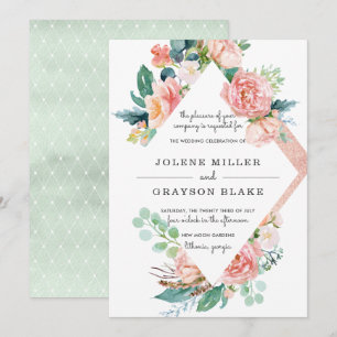Invitation Été rosissant Mariage floral aquarelle