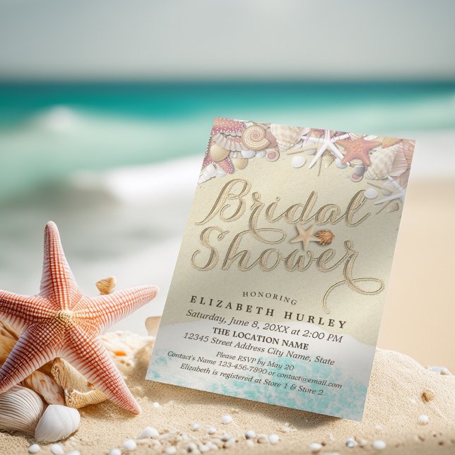 Invitation Eté Sandy Beach Fête des mariées de mariage Starfi (Créateur téléchargé)