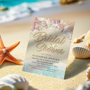 Invitation Eté Sandy Beach Fête des mariées de mariage Starfi