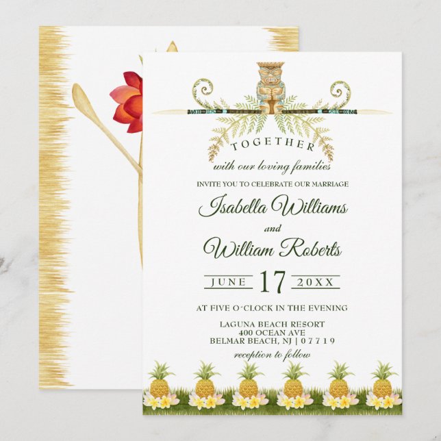 Invitation Été tropical élégant épousant Invitvitation (Devant / Derrière)