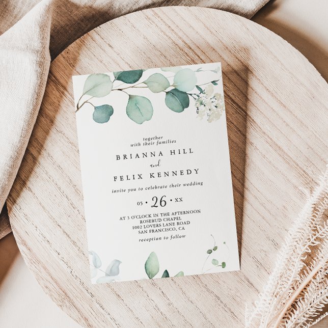 Invitation Été Vert Eucalyptus Foliage Mariage Décontracté (Créateur téléchargé)