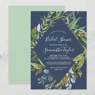 Invitation Été Vert Marine Diamond Wreath Fête des mariées