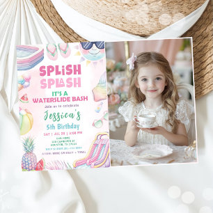Invitation Eté Waterslide Bash Girl Birthday Party Photo