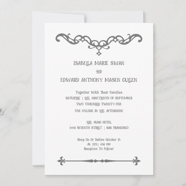 Invitation Eternal Love Simply Bella et Edward Mariage (Devant)