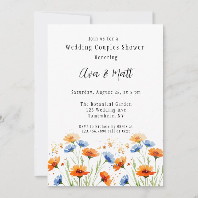 Invitation Été's Embrace Fleur sauvage Couples Mariage Douche (Devant)