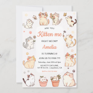 Invitation Êtes-vous Kitten me Kitty Girl Anniversaire