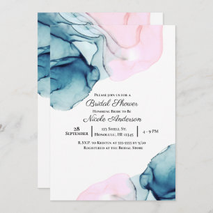 Invitation Ethéal Turquoise rose Élégant Fête des mariées mod