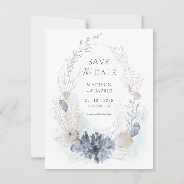 Invitation Ethereal Aquarelle Coral Coquillage Enregistrer La (Devant)
