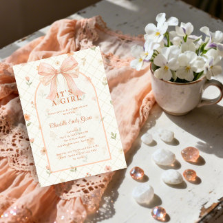 Invitation Ethereal Coquette Peach Bow Baby Shower TMF26