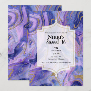 Invitation Ethereal Coton Candy Marble Glam Sweet 16 Party