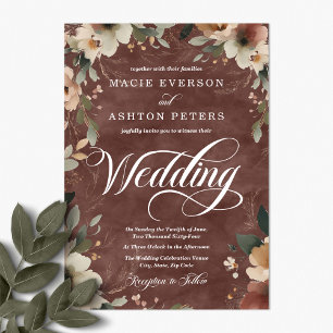 Invitation Ethereal Elegance Rustique Garnet Watercolor Maria