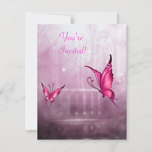 Invitation Ethereal Imaginaire Pink Butterfly, événement (Devant)