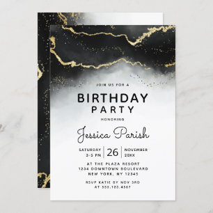 Invitation Ethereal Mist Ombre Black Moody Anniversaire