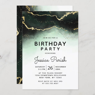 Invitation Ethereal Mist Ombre Emerald Green Birthday Party