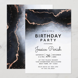 Invitation Ethereal Mist Ombre Marine Blue Moody Anniversaire