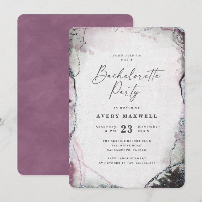 Invitation Ethereal Wisteria Light Purple Bachelorette (Devant / Derrière)