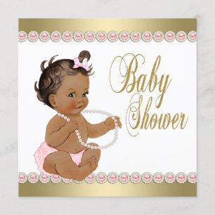 Invitation Éthique Perles de Diamants de fille Baby shower d'