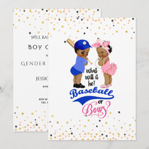 Invitation Ethnic Babies Baseball Ou Bows Sexe Révéler
