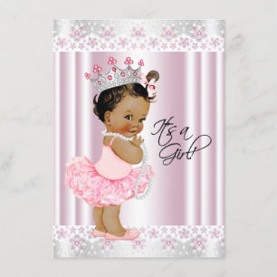 Invitation Ethnic Ballerina Pearl et Lace Tutu Baby shower