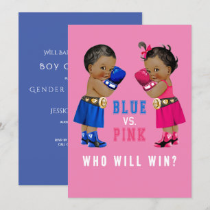 Invitation Ethnic Boxing Babies Genre Reveal Party