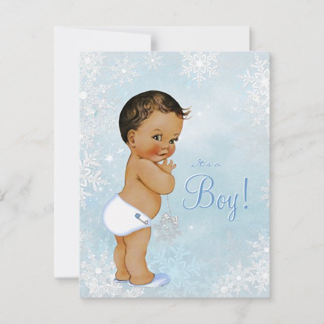 Invitation Ethnic Boy Winter Wonderland Baby shower (Devant)