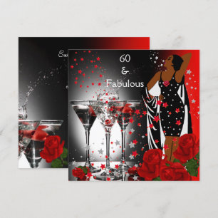 Invitation Ethnic Fabuleux 60e anniversaire Red Roses Martini