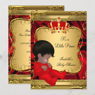 Invitation Ethnic Prince Boy Baby shower Rouge Ornate Gold