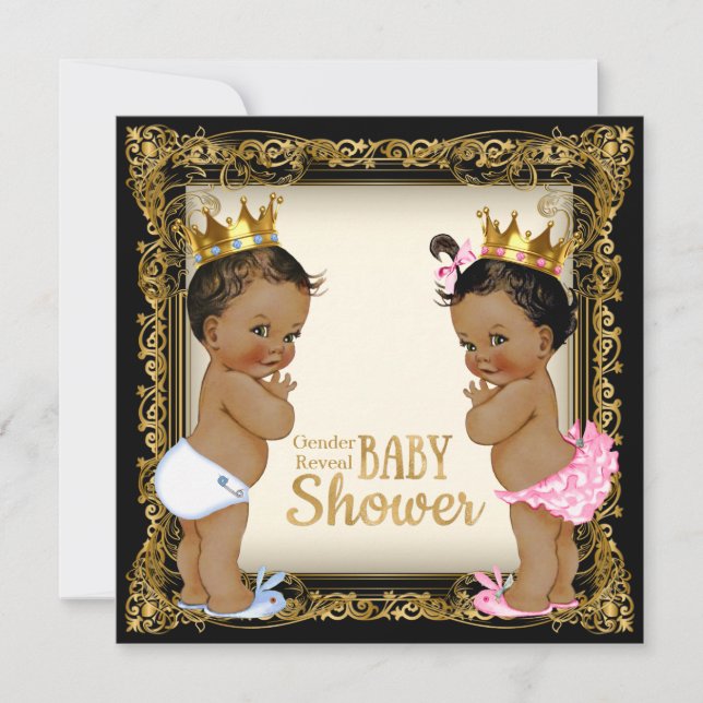Invitation Ethnic Prince Princess Baby shower de révélation d (Devant)