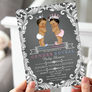 Invitation Ethnic Prince Princess Baby shower de révélation d