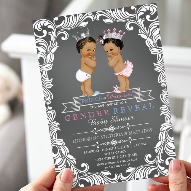 Invitation Ethnic Prince Princess Baby shower de révélation d (Créateur téléchargé)