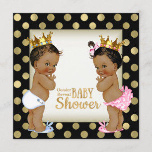Invitation Ethnic Prince Princess Baby shower de révélation d