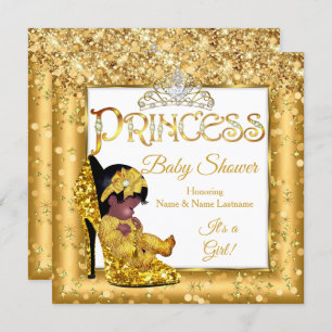 Invitation Ethnic Princess Baby shower Gold High Heure Partie