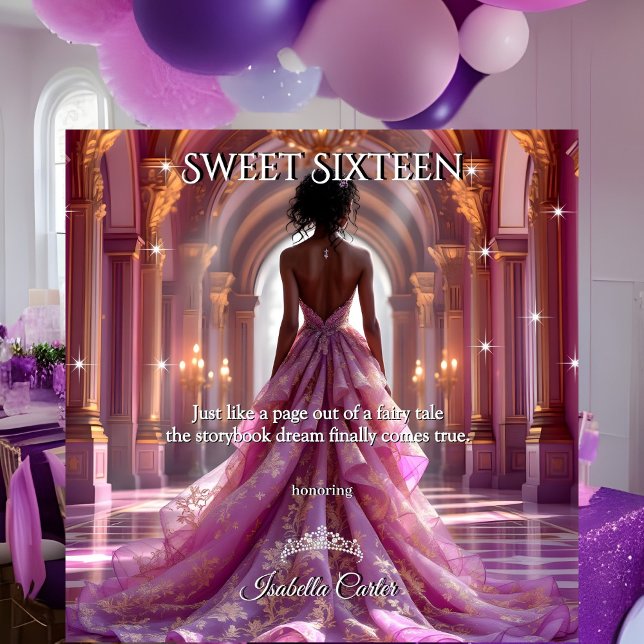 Invitation Ethnic Princess Sweet 16 Anniversaire rose violet (Créateur téléchargé)