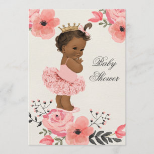 Invitation Ethnic Tutu Princess Baby shower d'aquarelle flora