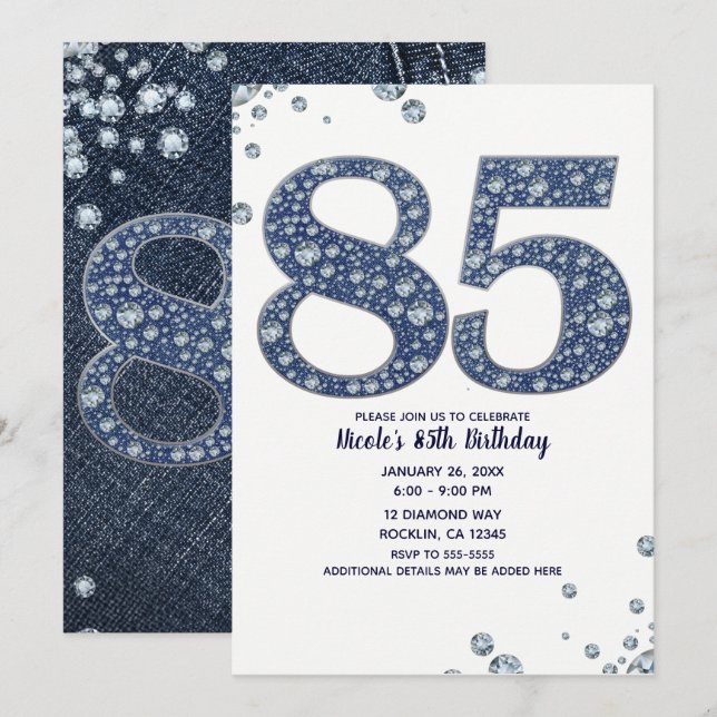 Invitation Étincelle à bille de Denim & Diamonds 85E 85 Anniv (Devant / Derrière)