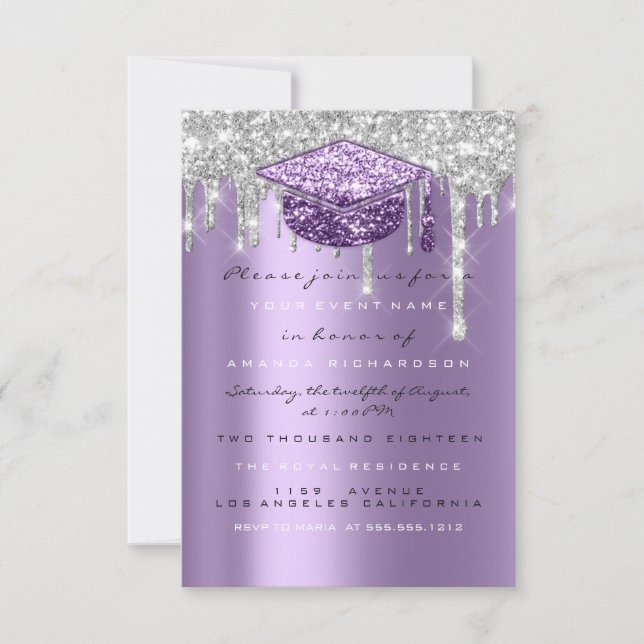 Invitation Étincelle Parties scintillant goutte Argent Gris p (Devant)
