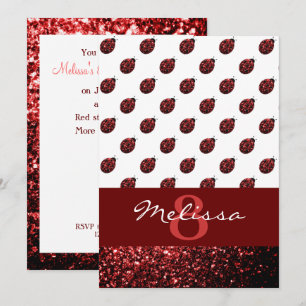 Invitation Étincelle rouge étincelante Ladybug Anniversaire I
