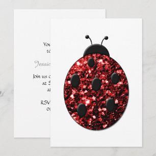 Invitation Étincelle rouge étincelante Ladybug Personnaliser