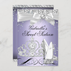 Invitation Étincelle Tiara & talons Purple Sweet 16 Invitatio