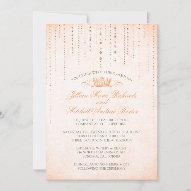 Invitation Étincelles de pêche et Mariage de conte de la Cour (Devant)