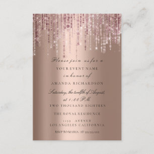 Invitation Étincelles Paillettes Gouttes Rose Cordes Mariage