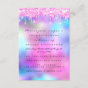 Invitation Étincelles scintillantes gouttes roses gouttes mar