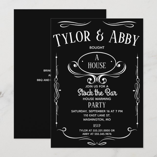 Invitation Étiquette de Whiskey (Devant / Derrière)