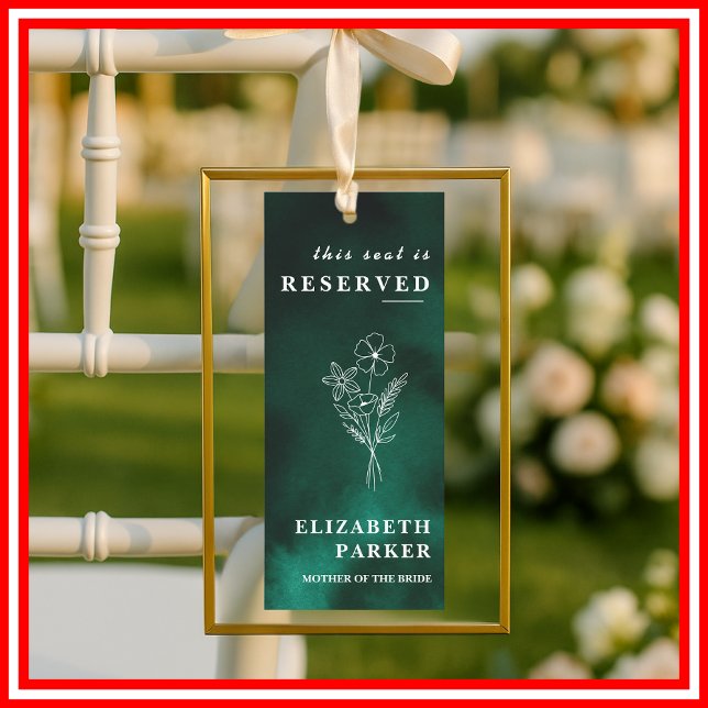Invitation Étiquette du Mariage de siège réservé Emerald Gree (Créateur téléchargé)