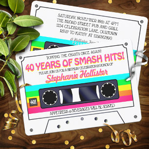 Invitation Étiquette néon rétro des années 80 pour cassette p