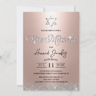 Invitation Étoile bat mitzvah de David Rose moderne or juif