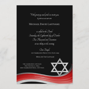 Invitation Étoile de David Gradient Red Bar Mitzvah