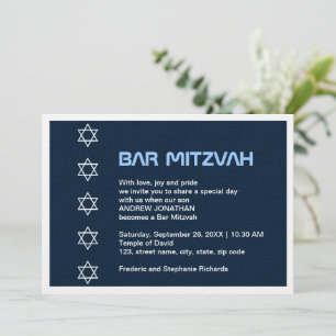 Invitation Étoile de David Motif Bar Mitzvah