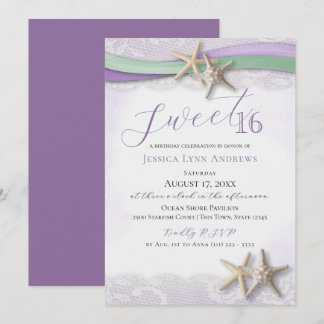 Invitation Étoile de mer et dentelle Sweet 16